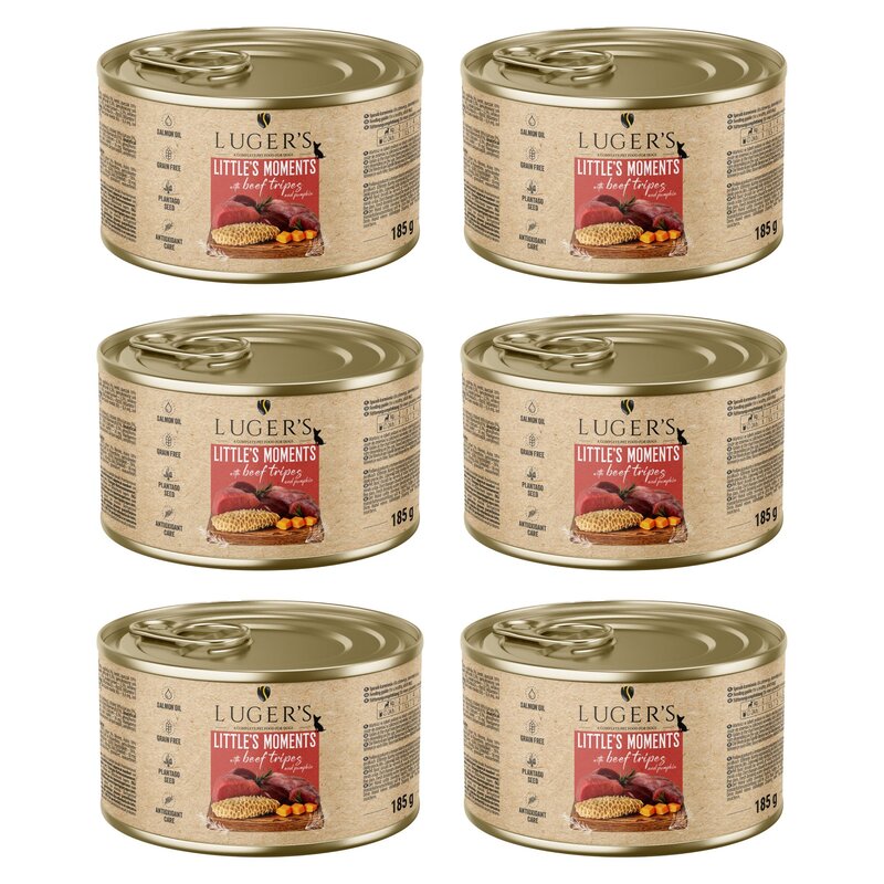 Karma dla psa LUGER'S Little's Moments z żołądkami wołowymi i dynią 6 x 185 g