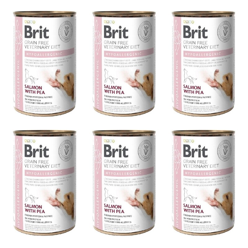 Karma dla psa BRIT Grain Free Veterinary Diets Dog Hypoallergenic Łosoś z groszkiem 6 x 400 g