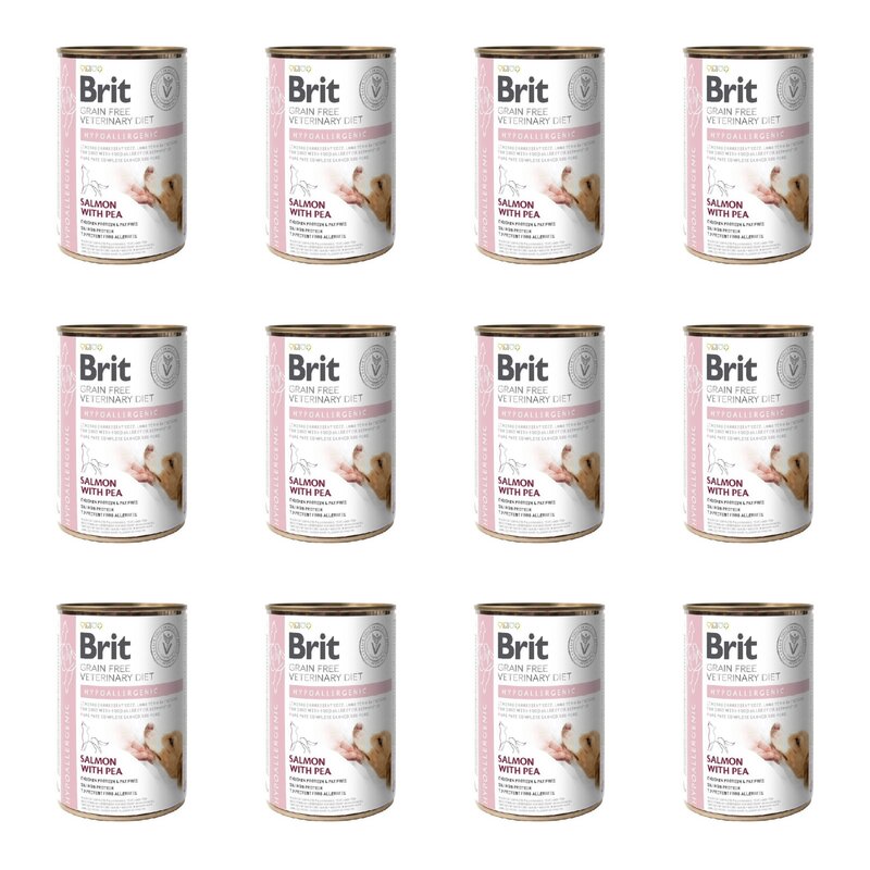 Karma dla psa BRIT Grain Free Veterinary Diets Dog Hypoallergenic Łosoś z groszkiem 12 x 400 g