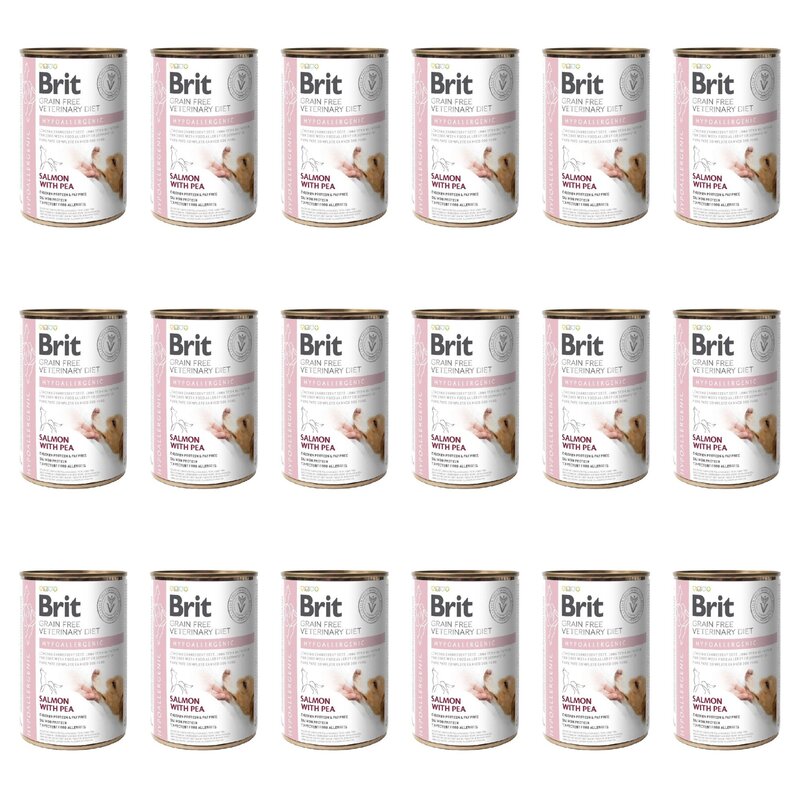 Karma dla psa BRIT Grain Free Veterinary Diets Dog Hypoallergenic Łosoś z groszkiem 18 x 400 g