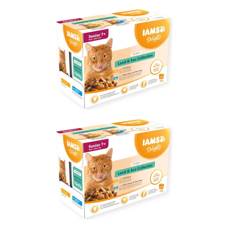 Karma dla kota IAMS Delights Gravy Land & Sea (24 x 85 g)