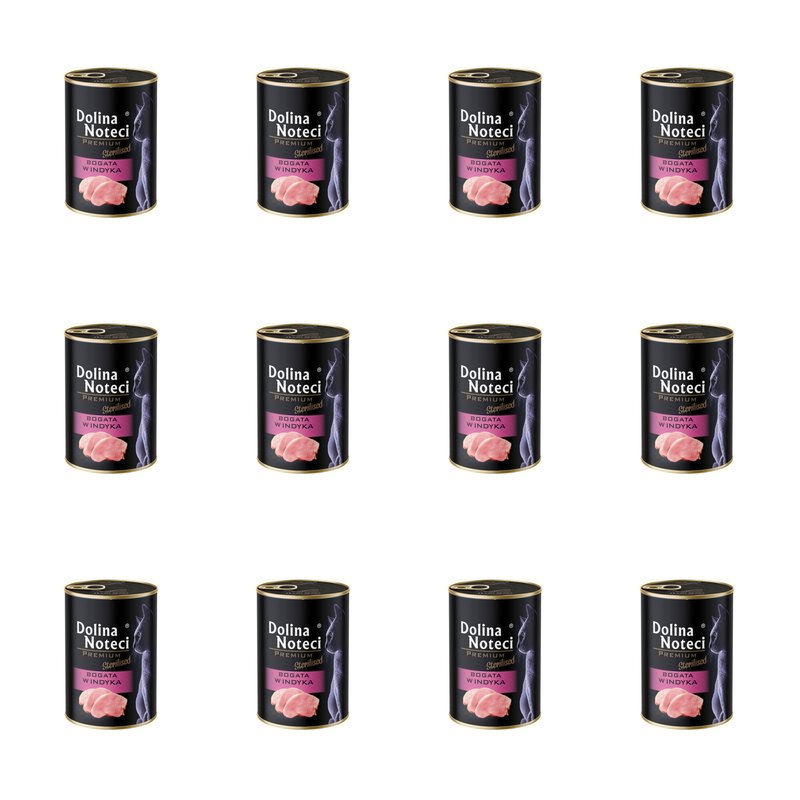 Karma dla kota DOLINA NOTECI Premium Sterilised Bogata w Indyka 12 x 400 g