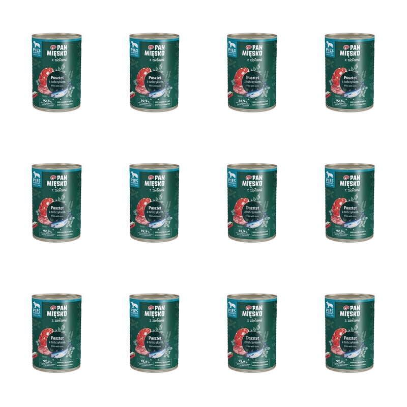 Karma dla psa PAN MIĘSKO z Ziołami Pasztet z tuńczykiem 12 x 400 g