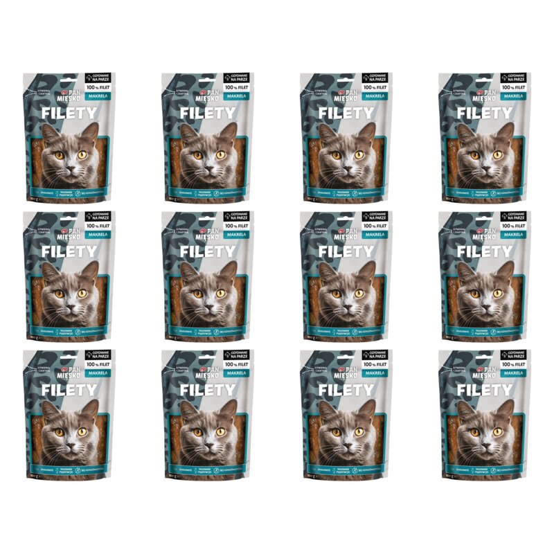 Przysmak dla kota PAN MIĘSKO Filety z makreli 12 x 100g