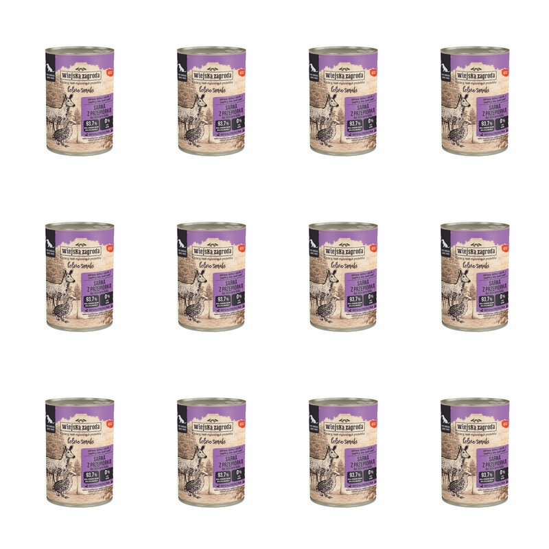 Karma dla psa WIEJSKA ZAGRODA Leśne smaki Sarna z przepiórką 12 x 400 g
