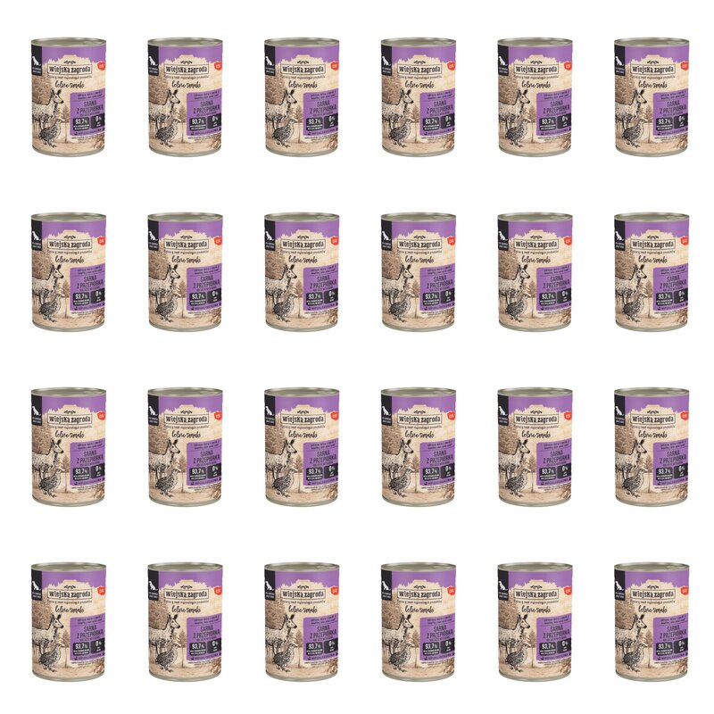 Karma dla psa WIEJSKA ZAGRODA Leśne smaki Sarna z przepiórką 24 x 400 g