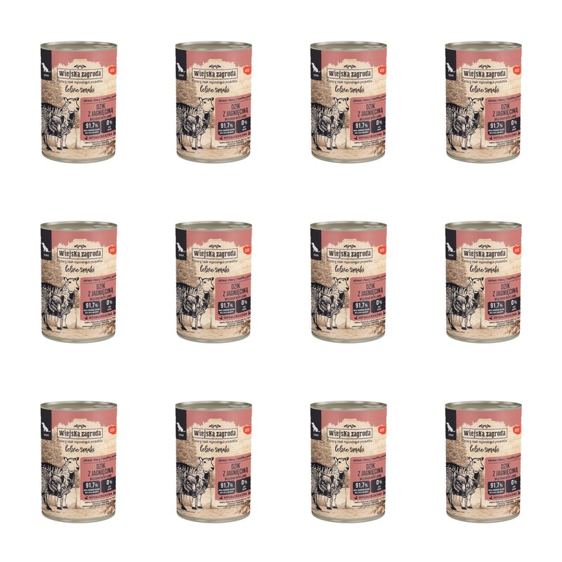 Karma dla psa WIEJSKA ZAGRODA Senior Leśne smaki Dzik z jagnięciną 12 x 400 g