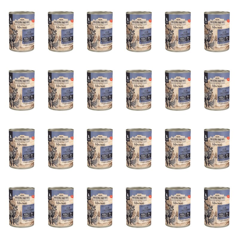 Karma dla psa WIEJSKA ZAGRODA Junior Leśne smaki Jeleń z przepiórką 24 x 400 g