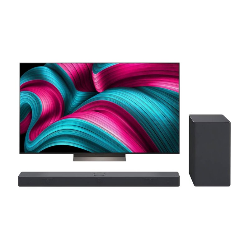Telewizor LG 65C5ELB 65" OLED 4K 144Hz VRR WebOS Dolby Vision Dolby Atmos HDMI 2.1 + Soundbar LG SC9S Czarny 3.1.3-kanałowy, Bezprzewodowy Subwoofer, 4K, HDMI ARC, Dolby Atmos, DTS:X, Wi-Fi, BT, AirPlay2