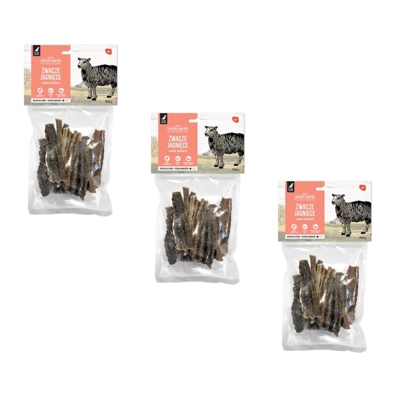 Przysmak dla psa WIEJSKA ZAGRODA Suszone żwacze jagnięce 3 x 100 g