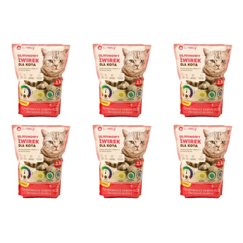Żwirek dla kota SWEETY Kontrola PH moczu 6 x 3.8 L