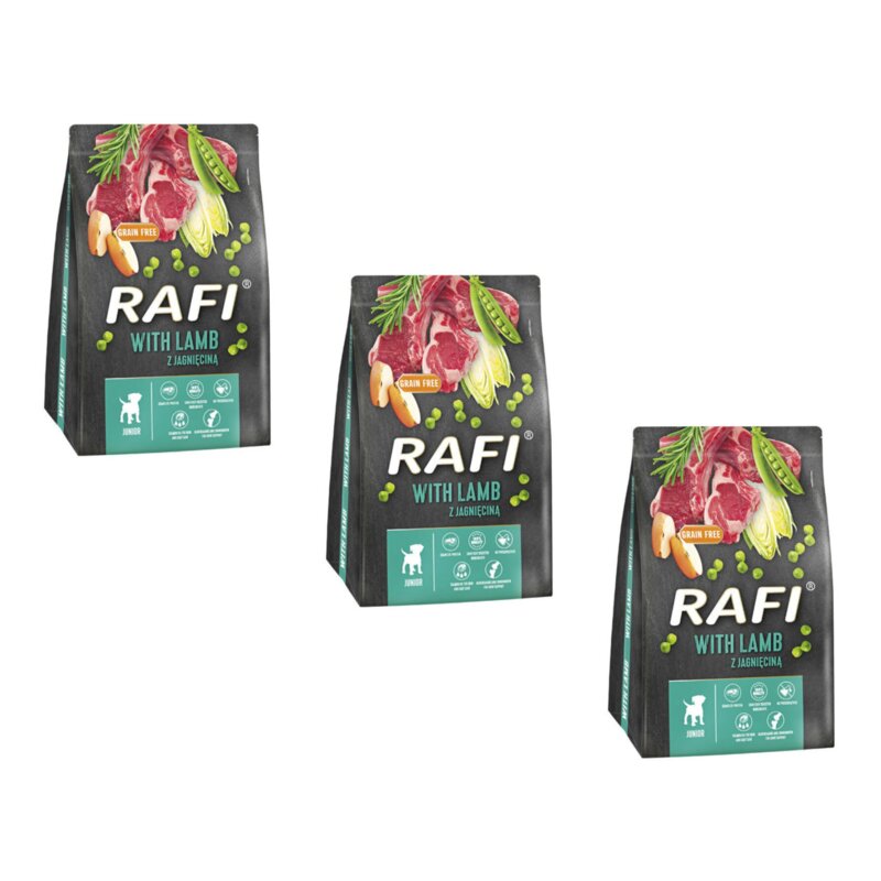 Karma dla psa RAFI Junior z jagnięciną 3 x 3 kg