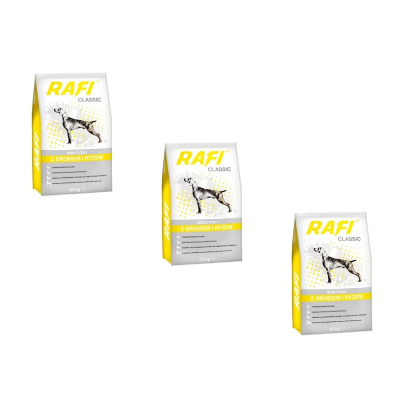 Karma dla psa RAFI Classic Drób z ryżem 3 x 10 kg