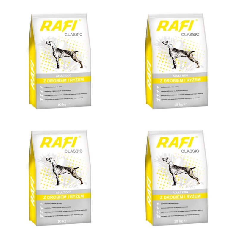 Karma dla psa RAFI Classic Drób z ryżem 4 x 10 kg