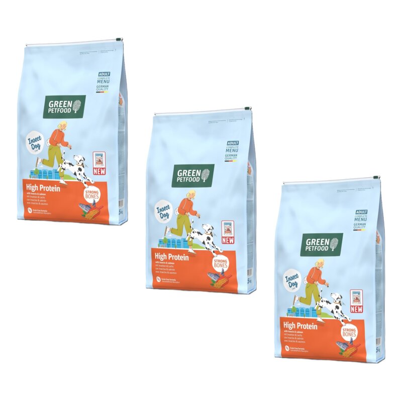 Karma dla psa GREEN PETFOOD High Protein with Insects & Salmon 3 x 3 kg