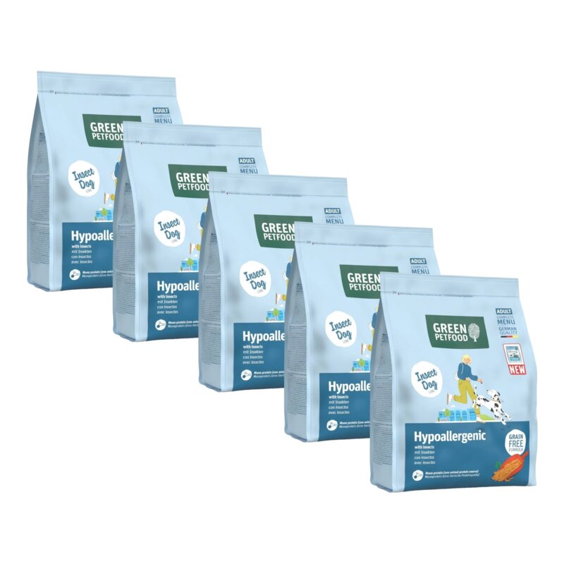 Karma dla psa GREEN PETFOOD InsectDog Hypoallergenic z owadami 5 x 900 g
