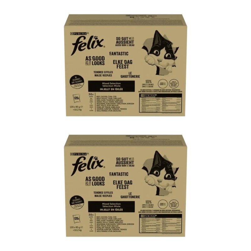 Karma dla kota FELIX Fantastic Duo Mix smaków (240 x 85 g)