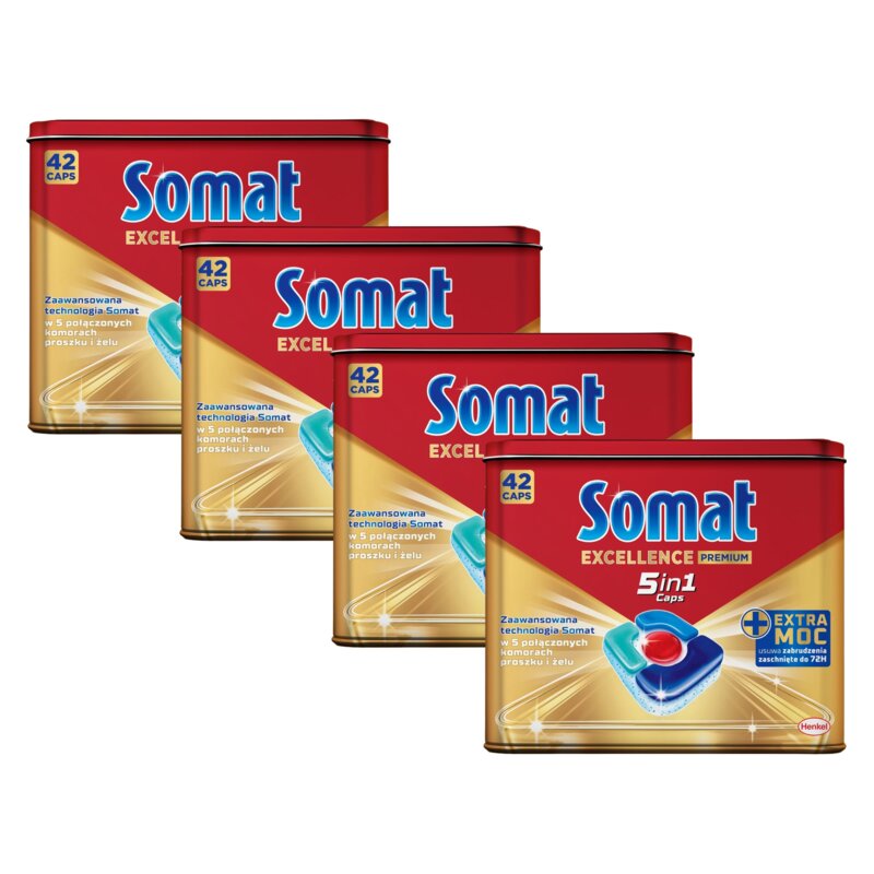 Kapsułki do zmywarki SOMAT Excellence Premium 5w1 - 168 szt. + Puszka Gratis