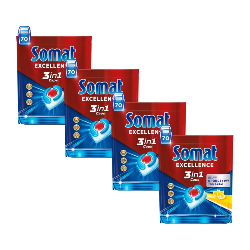 Kapsułki do zmywarki SOMAT Excellence Caps 3w1 Lemon - 280 szt.