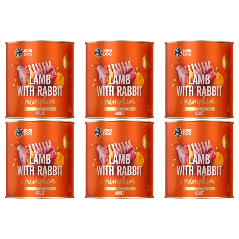 Karma dla psa JOHN DOG Pumpkin Jagnięcina z królikiem i dynią 6 x 800 g