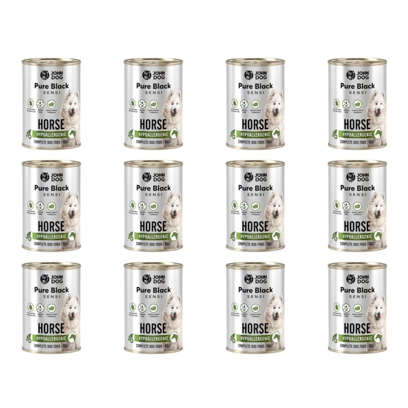 Karma dla psa JOHN DOG Pure Black Sensi Hypoallergenic Konina 12 x 400 g