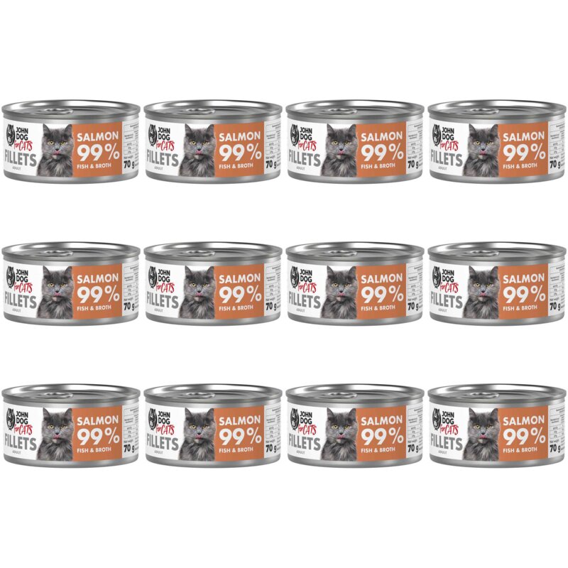 Karma dla kota JOHN DOG For Cats Łosoś Filety 12 x 70 g