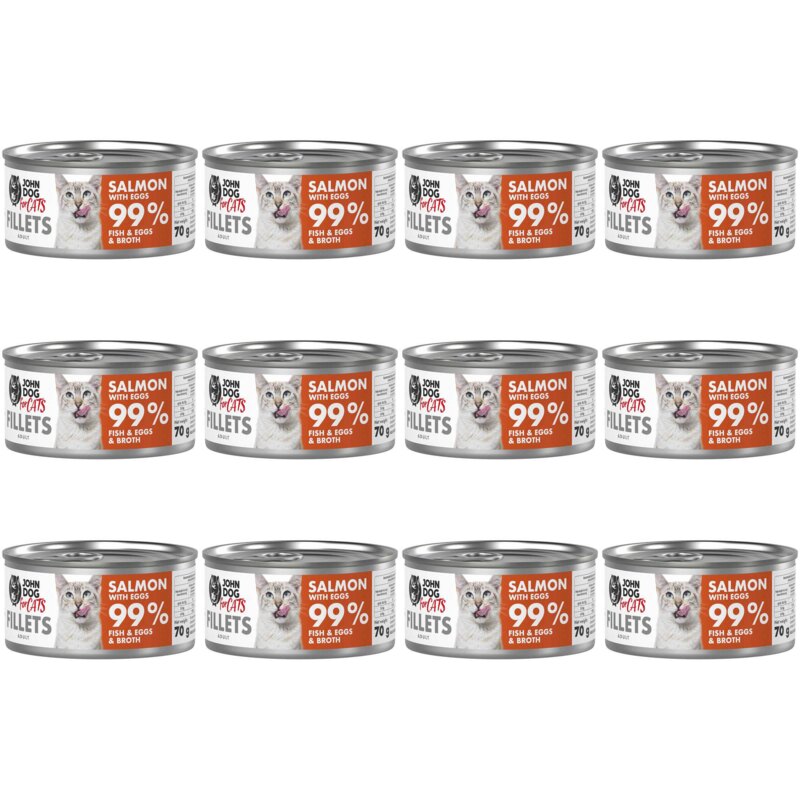 Karma dla kota JOHN DOG For Cats Łosoś z jajkami Filety 12 x 70 g
