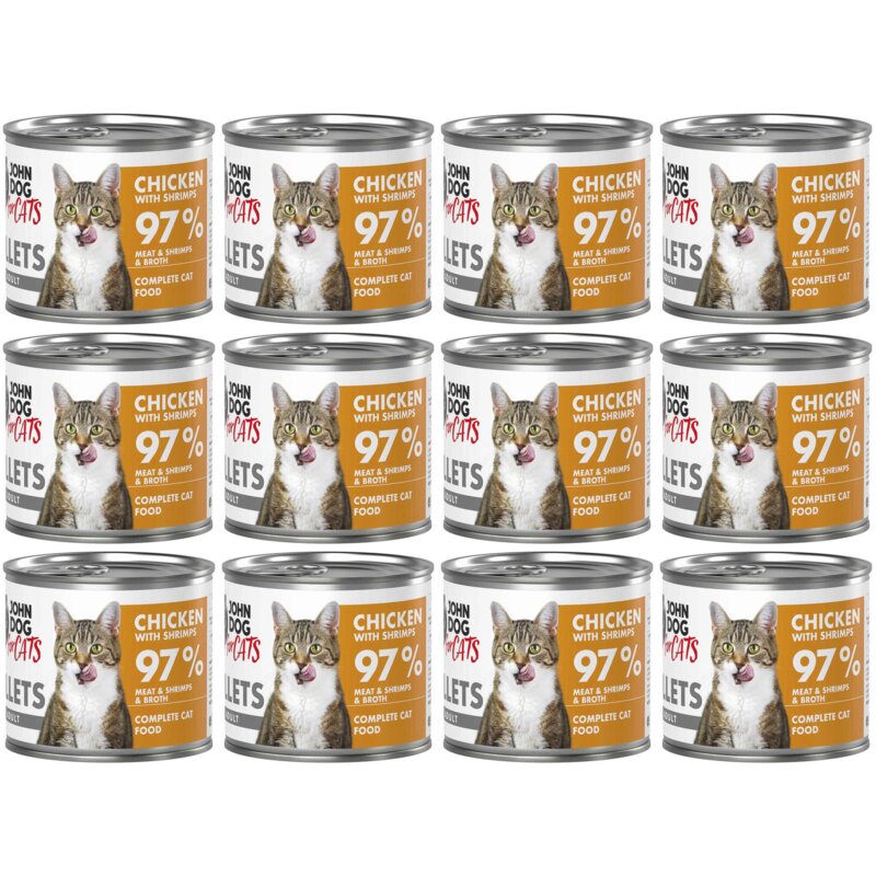 Karma dla kota JOHN DOG For Cats Kurczak z krewetkami filety 12 x 140 g
