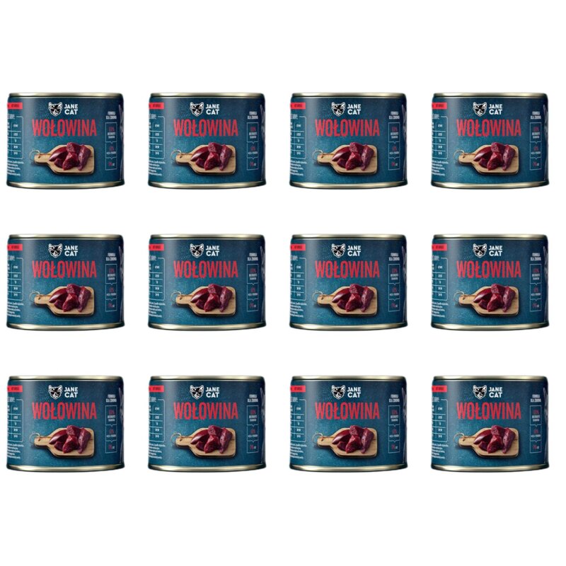 Karma dla kota JANE CAT Premium Wołowina 12 x 200 g