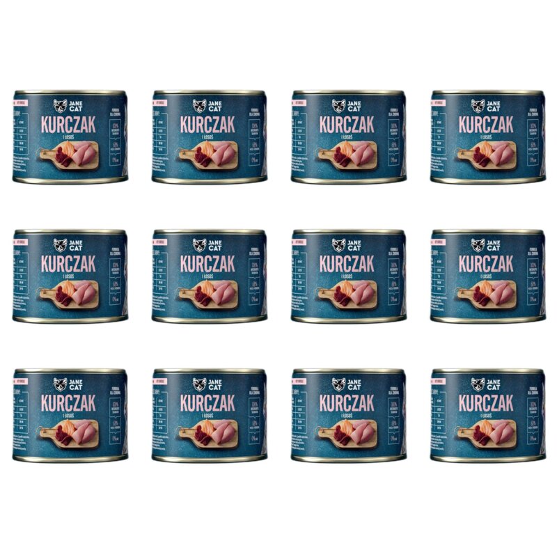 Karma dla kota JANE CAT Premium Kurczak i łosoś 12 x 200 g