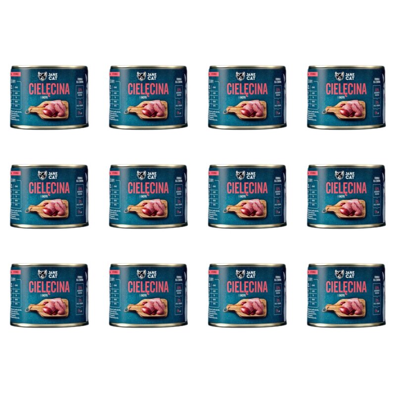 Karma dla kota JANE CAT Premium Cielęcina i indyk 12 x 200 g