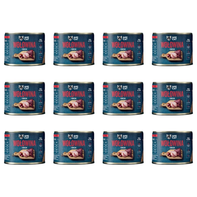 Karma dla kota JANE CAT Premium Wołowina i kurczak 12 x 200 g