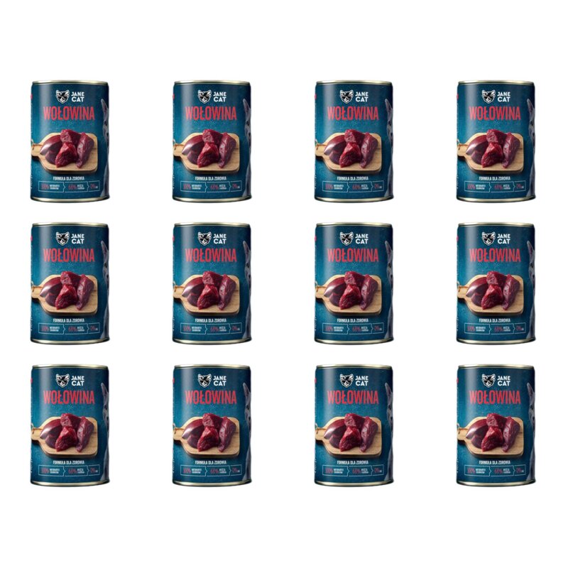 Karma dla kota JANE CAT Premium Wołowina 12 x 400 g