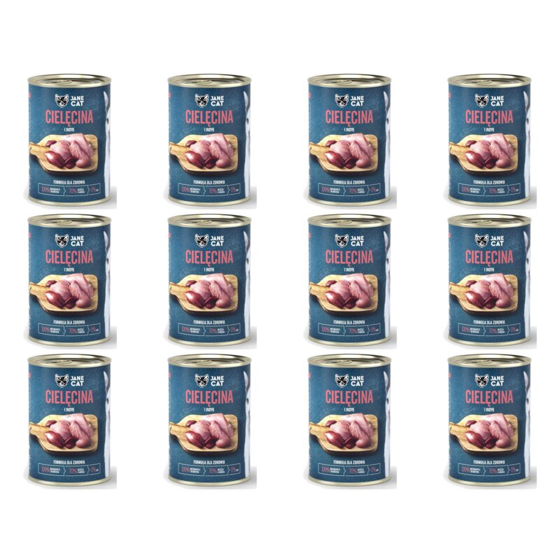 Karma dla kota JANE CAT Cielęcina i indyk 12 x 400 g