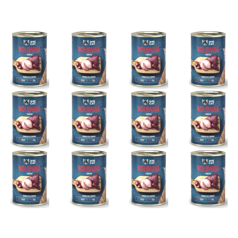 Karma dla kota JANE CAT Wołowina i kurczak 12 x 400 g