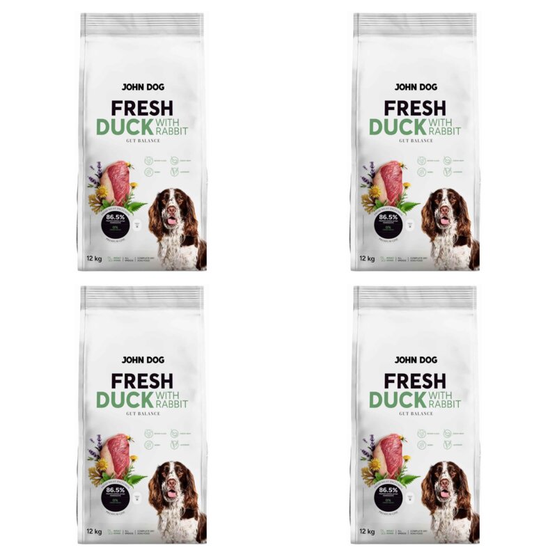 Karma dla psa JOHN DOG Fresh Kaczka z królikiem 4 x 12 kg