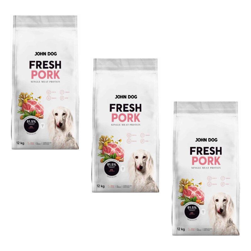 Karma dla psa JOHN DOG Fresh Wieprzowina 3 x 12 kg