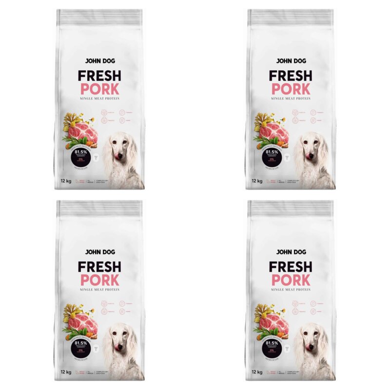 Karma dla psa JOHN DOG Fresh Wieprzowina 4 x 12 kg