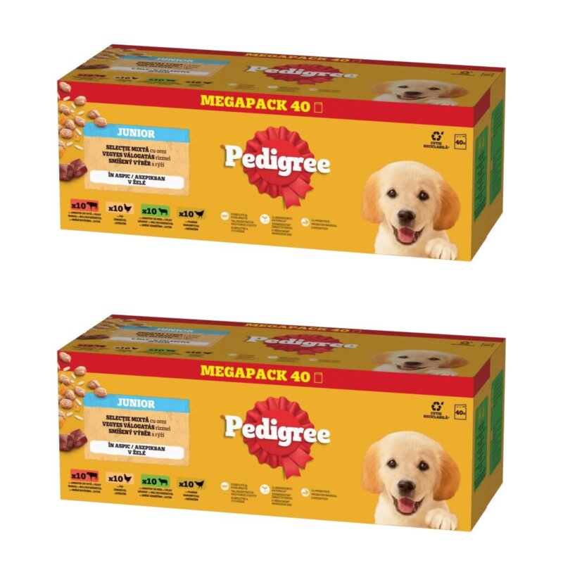 Karma dla psa PEDIGREE Junior Wybór Smaków z Ryżem w Galaretce 80 x 100 g