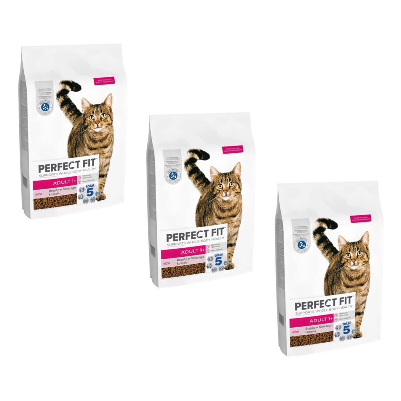 Karma dla kota PERFECT FIT Adult 1+ Łosoś 3 x 7 kg