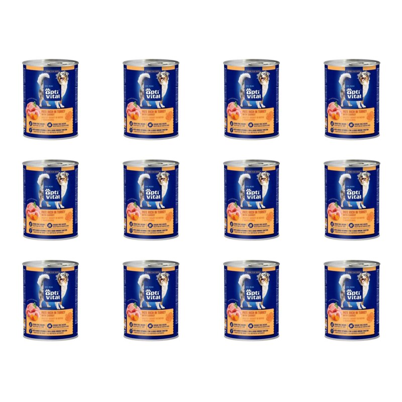 Karma dla psa OPTIVITAL Pasztet Kurczak Bogaty w indyka z marchewką 12 x 400 g
