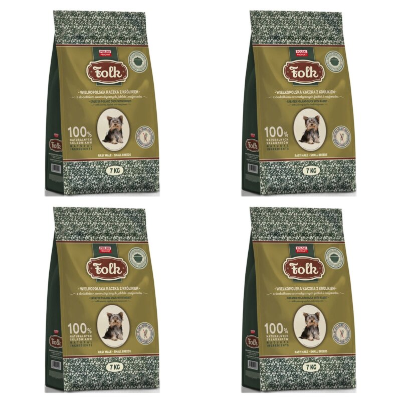 Karma dla psa FOLK Mini Wielkopolska kaczka z królikiem. jabłkiem i majerankiem 4 x 7 kg
