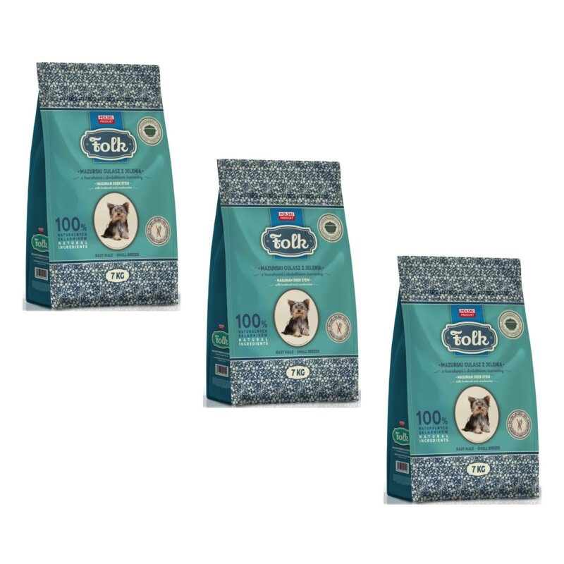 Karma dla psa FOLK Mini Mazurski gulasz z jelenia z burakami i żurawiną 3 x 7 kg