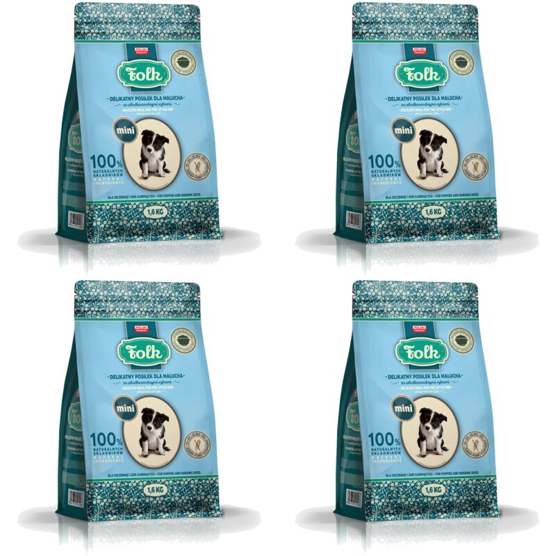 Karma dla psa FOLK Junior Mini Delikatny posiłek dla malucha ze słodkowodnymi rybami 4 x 1.6 kg