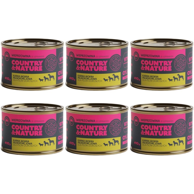 Karma dla psa COUNTRY & NATURE Wieprzowina ze szpinakiem 6 x 410 g