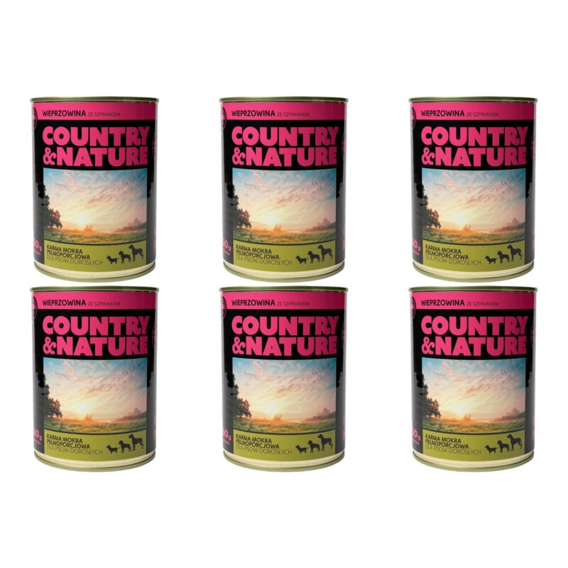 Karma dla psa COUNTRY & NATURE Wieprzowina ze szpinakiem 6 x 850 g
