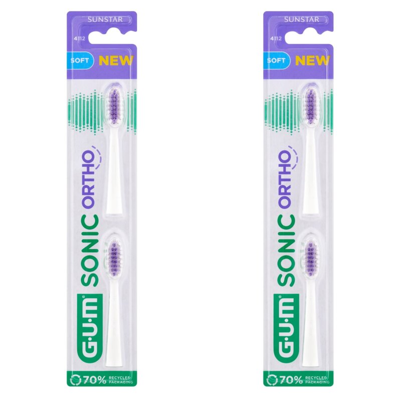 Oryginalna końcówka szczoteczki GUM Sonic Ortho 4112 (4 szt.) (Czyści trudno dostępne miejsca)
