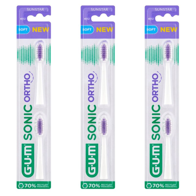 Oryginalna końcówka szczoteczki GUM Sonic Ortho 4112 (6 szt.) (Czyści trudno dostępne miejsca)