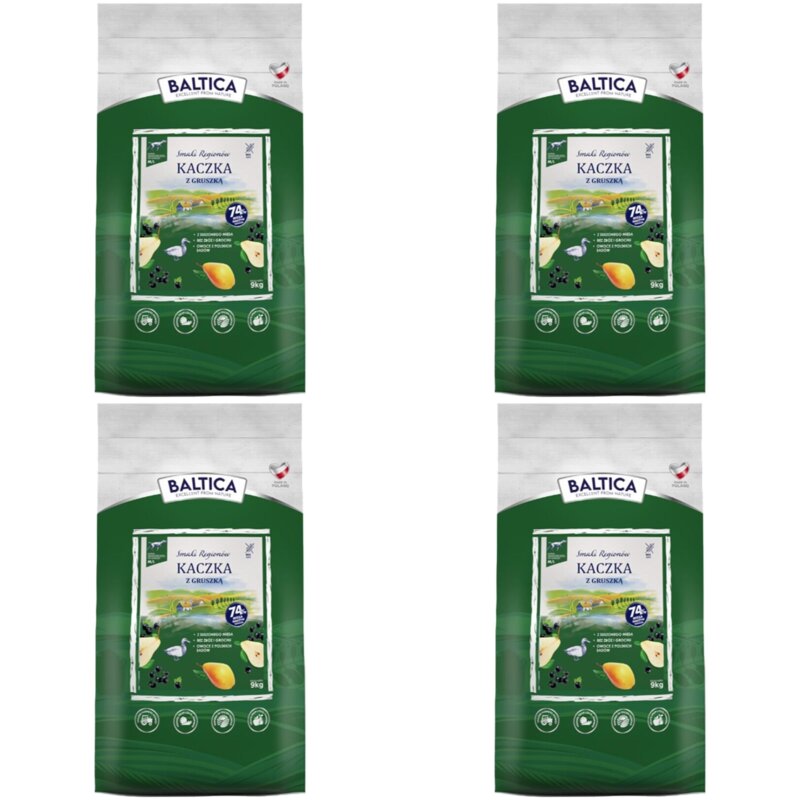 Karma dla psa BALTICA Smaki Regionów Adult Kaczka z gruszką M/L 4 x 9 kg