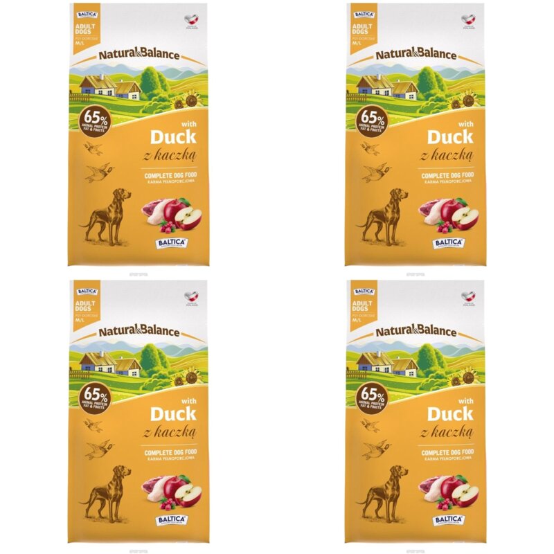 Karma dla psa BALTICA Natural & Balance z kaczką M/L 4 x 9 kg